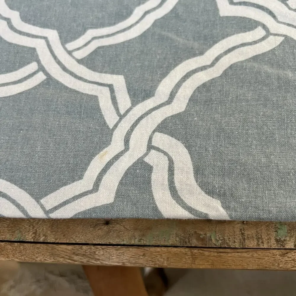 Pottery Barn Duvet Cover King Kendra Trellis Pattern Blue & White Linen Cotton